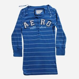 Womens Y2K 2000s Chic Surf Archive Babydoll Bella Swan Henley Aeropostale Shirt